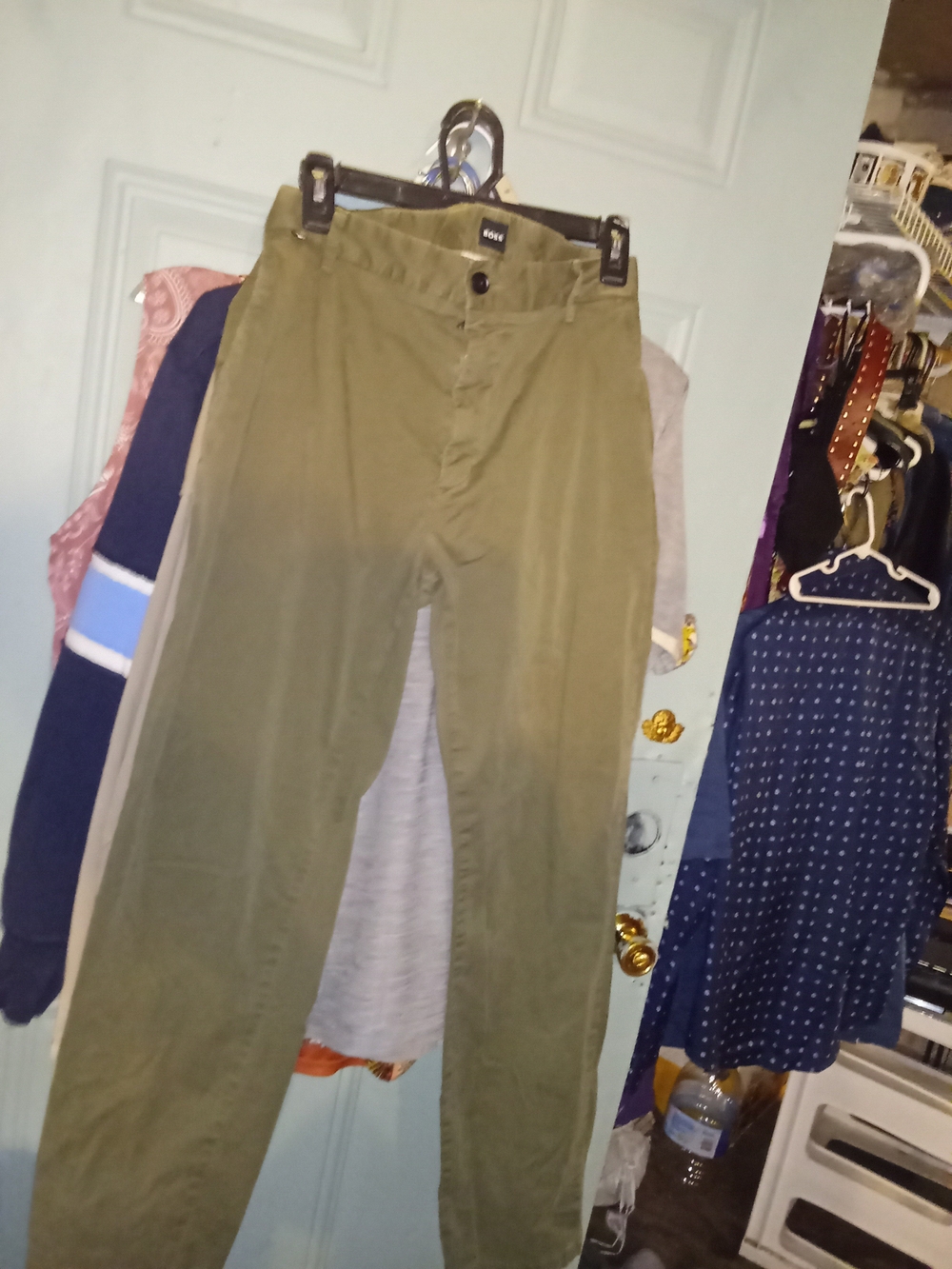 Boss Men's Olive Green Straight-Leg Pants